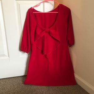 Red Charming Charlie Bow Shift Dress